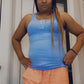 Ribbed Scoop Neck Buttoned Tank Top