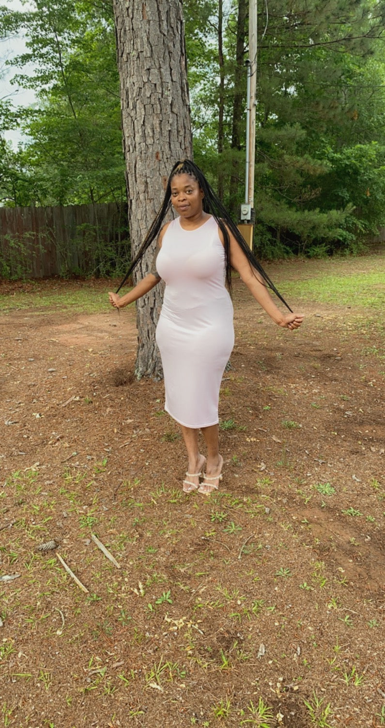 June Dusty Rose Silhouette Bodycon Midi Tank Dress